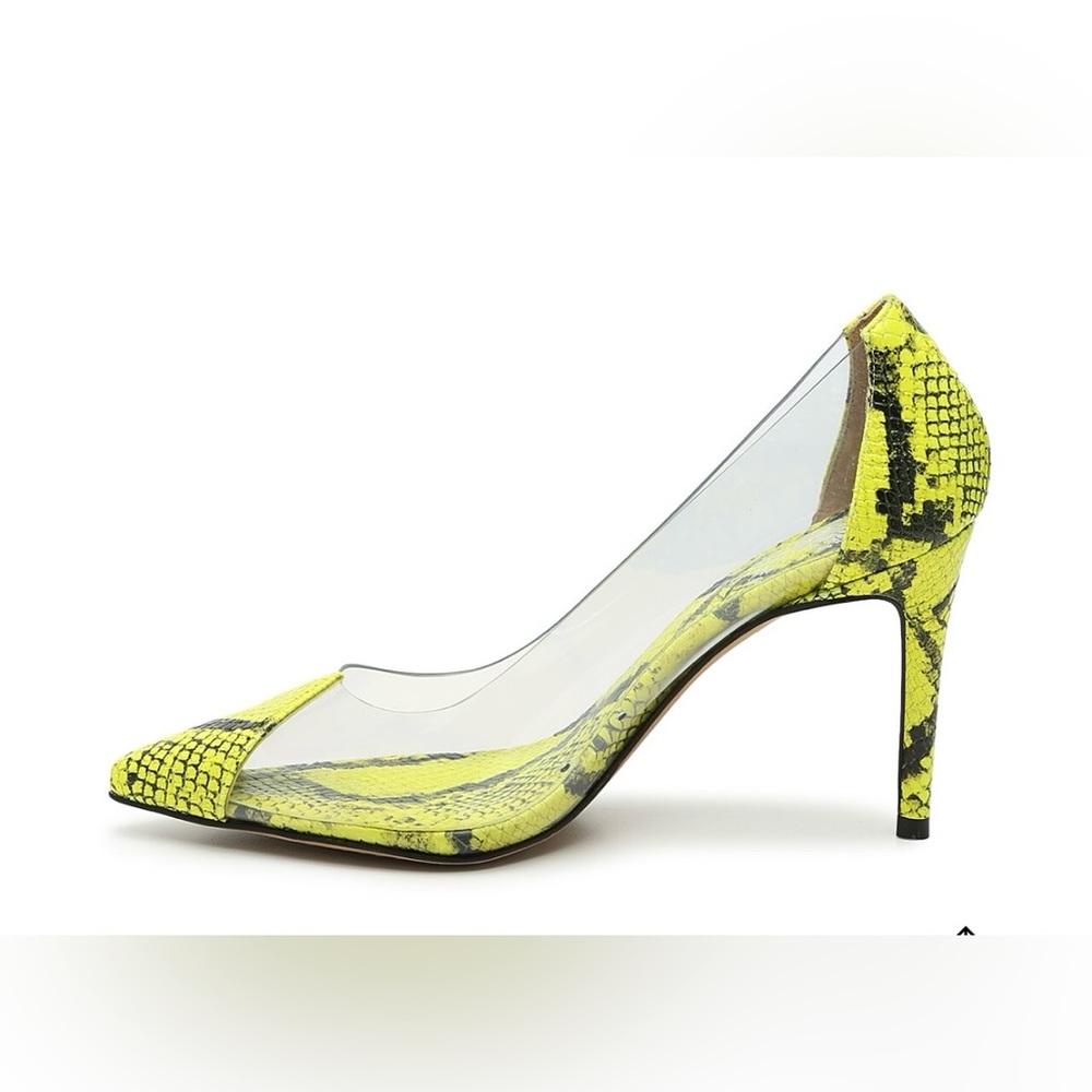 Vince Camuto Poised Lucite Neon Yellow Snakeskin Pumps 9